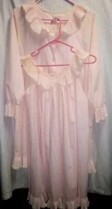 Vintage 40's 50's Lady Leonora Pink Lace Nightgown Set Women's Small~Medium 2 Pc - Picture 1 of 13