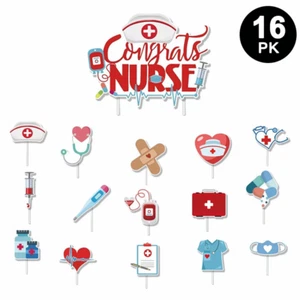 Congrats Nurse Cake Cupcake Toppers 16PK | Hospital Theme Party Decorations - Picture 1 of 2
