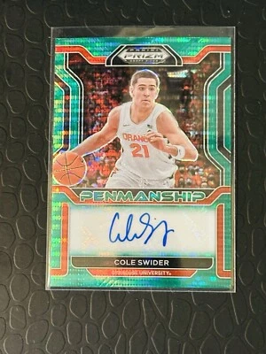 2022-23 Panini Prizm Draft Penmanship COLE SWIDER Green AUTO #/25 SSP ROOKIE - Image 1 of 4