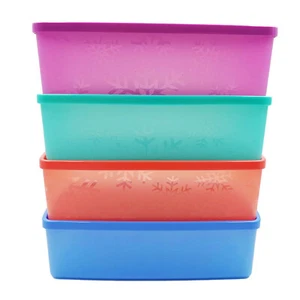 Tupperware Purple Green Coral Blue Snowflake Double Square Round 1.3L Containers - Picture 1 of 9