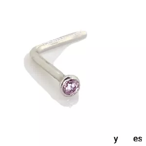 18ct White gold 1.5mm created Pink diamond Nose Stud cone Set body jewellery - Picture 1 of 9