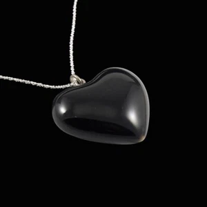 Royal Copenhagen. Porcelain and Sterling Silver Heart Pendant - black. - Picture 1 of 5