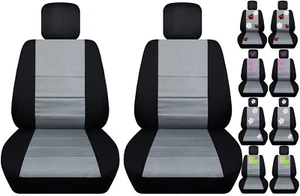 Fundas delanteras de asiento de coche negras/grises con margarita y chinche, hibisco se adapta a VW ESCARABAJO - Imagen 1 de 15