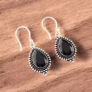 Pendientes de plata de ley 925 con piedras preciosas de ónix negro joyas para regalo del día de la madre - Imagen 1 de 4