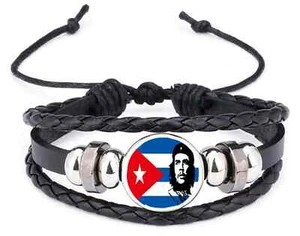 Che Guevara Cuba schwarzes Lederarmband und Samt Geschenktüte - Bild 1 von 3