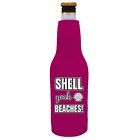 Shell Yeah Beaches 12 oz Beer Bottle Coolie; ocean, starfish, conch, crab, birds