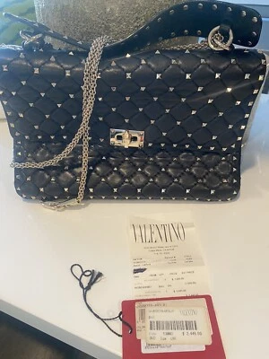 Bolso de Mano Bandolera de Cuero VALENTINO Garavani Grande Rock Stud Negro Foto 1 de 4