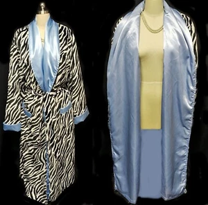 GORGEOUS SWANKIE BLANKIE ZEBRA & BLUE SATIN ROBE - SIZE LARGE - Picture 1 of 9