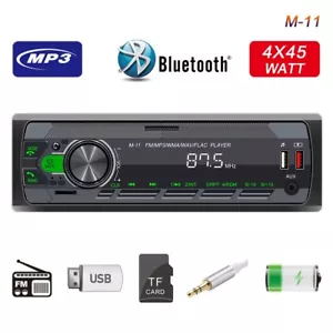 Single 1 Din Car Stereo Radio Bluetooth MP3 Player In-dash Head Unit FM/USB/AUX - Picture 1 of 13