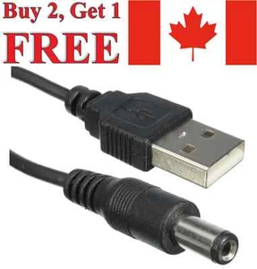 Câble d'alimentation USB vers 5,5 mm/2,1 mm 5 volts DC Barrel Jack Plug 1 m - Photo 1 sur 2