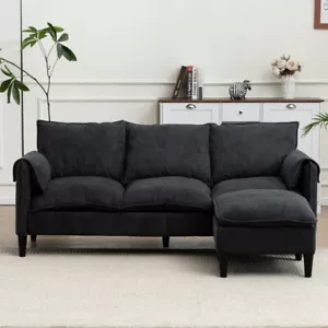 Convertible Combination Sofa Sofa L-Shaped Sofa with Footstools with Storage - Picture 1 of 57