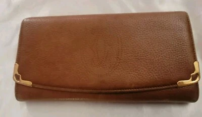 Cartera Larga Cartier Cuero Marcello x Material Dorado Auténtica Hermosa  Foto 1 de 4