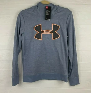 Under Armour Cold Gear Women’s Fleece Big Logo Pullover Hoodie Blue Grey Small - Picture 1 of 10