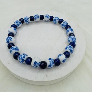 Ceramic Floral mix Beaded Stretch Bracelet - Picture 1 of 6