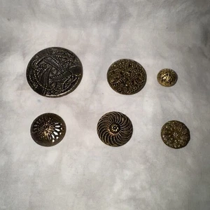 Lot of 6  Antique Mirror Back Buttons largest 37mm D VGC - Picture 1 of 8