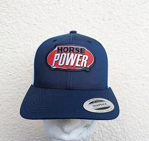 Trucker Cap Mütze Yupoong The Classic V8 Horse Power Racing Biker Dunkelblau - Picture 1 of 3