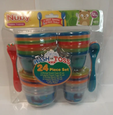 NUBY TODDLER TRAINING WASH OR TOSS 24 PC SET NIP - Image 1 of 4