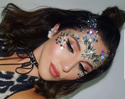 Festival EDC NYE Rave Cara Adhesiva Joyas Cristal Gemas Estrás Pegatina Foto 1 de 4