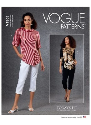 out-of-print: VOGUE Schnittmuster V1805 Sandra Betzina, Top + Hose, OW 81-140 cm - Bild 1 von 4