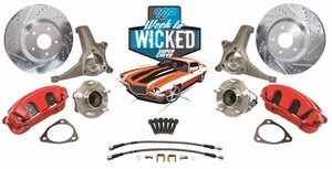 70-81 Camaro Firebird C5 Corvette 13" Disc Brake Kit Tall Spindle Red Calipers - Picture 1 of 8