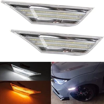 For 2016-2021 Honda Civic LED Side Marker Lights Switchback Turn Signal Lamp DRL - Image 1 of 4