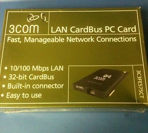 3COM LAN CARDBUS PC CARD 10/100 LAN 3C3FE575CT 32-BIT CARDBUS W/CONNECTOR - Picture 1 of 4