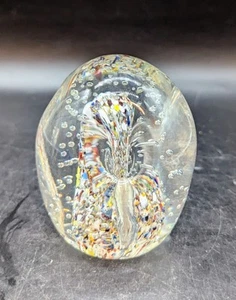 Vintage John Gentile mundgeblasen ummantelt Konfetti Bullicante Briefbeschwerer Stiftloch - Bild 1 von 9