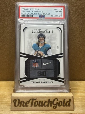 2024 Panini Flawless TREVOR LAWRENCE LAUNDRY TAG BLACK /3 Jaguars PSA NM-MT 8  - Image 1 of 3