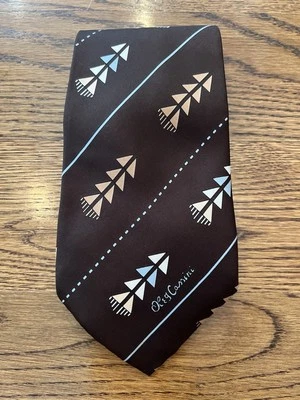 Gravata Oleg Cassini masculina poliéster discoteca vintage anos 60 anos 70 estilo flecha asteca - Imagem 1 de 4