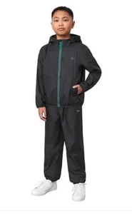 Mondetta Boys Girls Rain Jacket Pants Black 2-Piece Wind Water Resistant - Picture 1 of 8