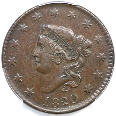 1820 N-1 R-1 PCGS XF 40 Matron or Coronet Head Large Cent Coin 1c - Image 1 of 3