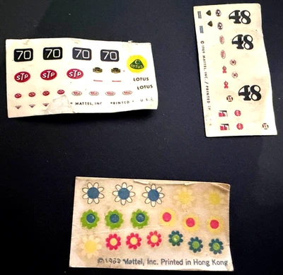 3 - Vintage OG Mattel Hot Wheels RedLine Decal / Sticker  Sheets USA & Hong Kong - Image 1 of 4