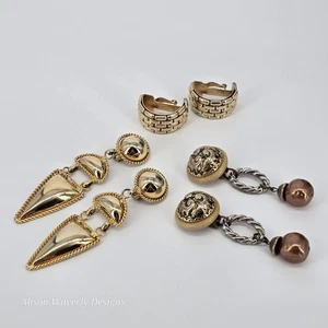 Lote de pendientes clipon vintage en tono dorado y plateado - Imagen 1 de 9