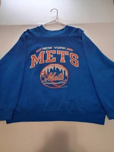 Vintage New York Mets Blue Crewneck Artex 1989 MLB Large Spell Out - Picture 1 of 10