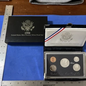 1998-S United States Premier Silver Proof Set in Original Box/COA - Picture 1 of 4