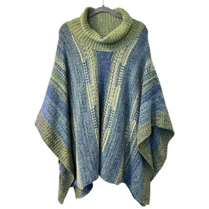 J. Jill Women's Juniper Turtleneck Poncho Sweater Cape Multicolor OS Ski Winter - Picture 1 of 11
