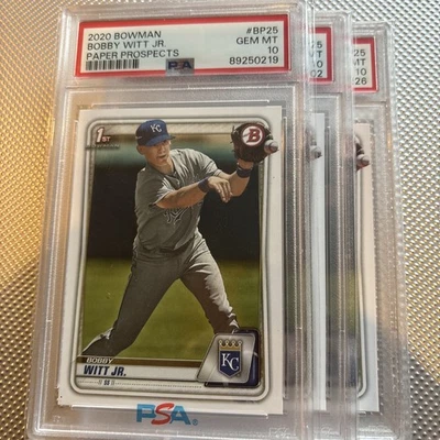 Bowman 2020 1st Bobby Witt Jr. (Paper Prospects) novato (RC) BP25 PSA 10 Foto 1 de 2
