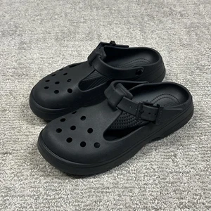Crocs Classic Mary Jane Clogs Womens 8 Black Platform Shoes Buckle - Picture 1 of 10