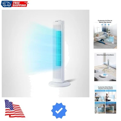 30 Inch Oscillating Tower Fan with 3 Speed Settings and Auto-off Timer, Stand... - Image 1 of 4