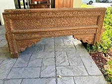 Antique Carved Teak Bench Architectural Welcome Gate Wooden Rustic Arch