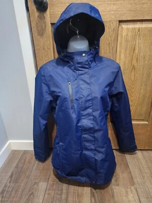 Port Authority 夹克女式 M 海军蓝全拉链长袖口袋和连帽 — 第 1/4 张图片