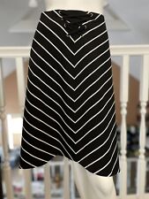 TRIBAL Brand Womens Black & White Striped Knee Length Skirt Size L NWT