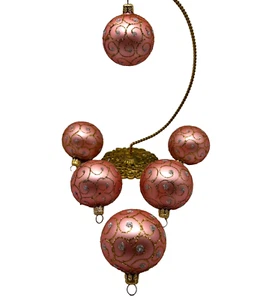 6 Whitehurst Vtg Mouthblown Pink Hand Decorated Glass Ball Christmas Ornaments - Picture 1 of 12