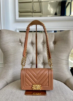 BNIB Chanel Boy Small Chevron Caramel GHW - Image 1 of 4