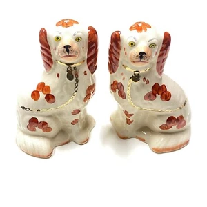 Vintage Staffordshire Spaniel Dogs Set of 2 9” Tall Made In England - Picture 1 of 6