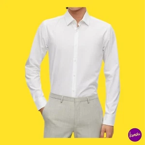 HUGO Men's Ekoy Extra Slim Fit Shirt, Easy-Iron Cotton Poplin, UK 42/US 16.5 - Picture 1 of 8