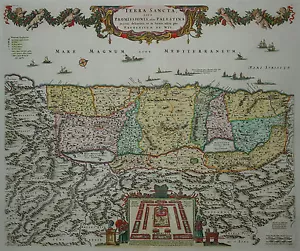 Terra Sancta ...- de Wit 1680 - Israel - Palästina - Heiliges Land -Altkoloriert - Picture 1 of 4