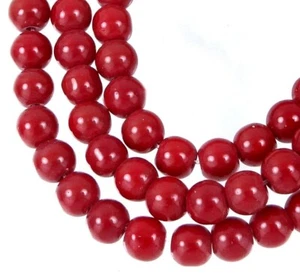 50 perline tonde/rocaille in vetro rosso opaco 6 mm - Foto 1 di 2