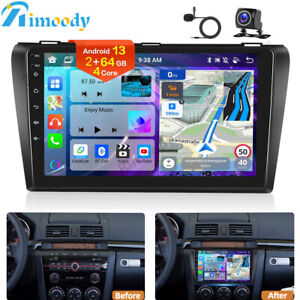 4+64GB Für Mazda 3 2004-2009 9"Android 13 Autoradio GPS Radio CarPlay BT +Kamera