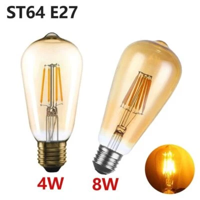 E27 Vintage Filament LED Edison Light Bulb Lamp Decorative ST64 Lightbulb 4W/8W - Image 1 of 4